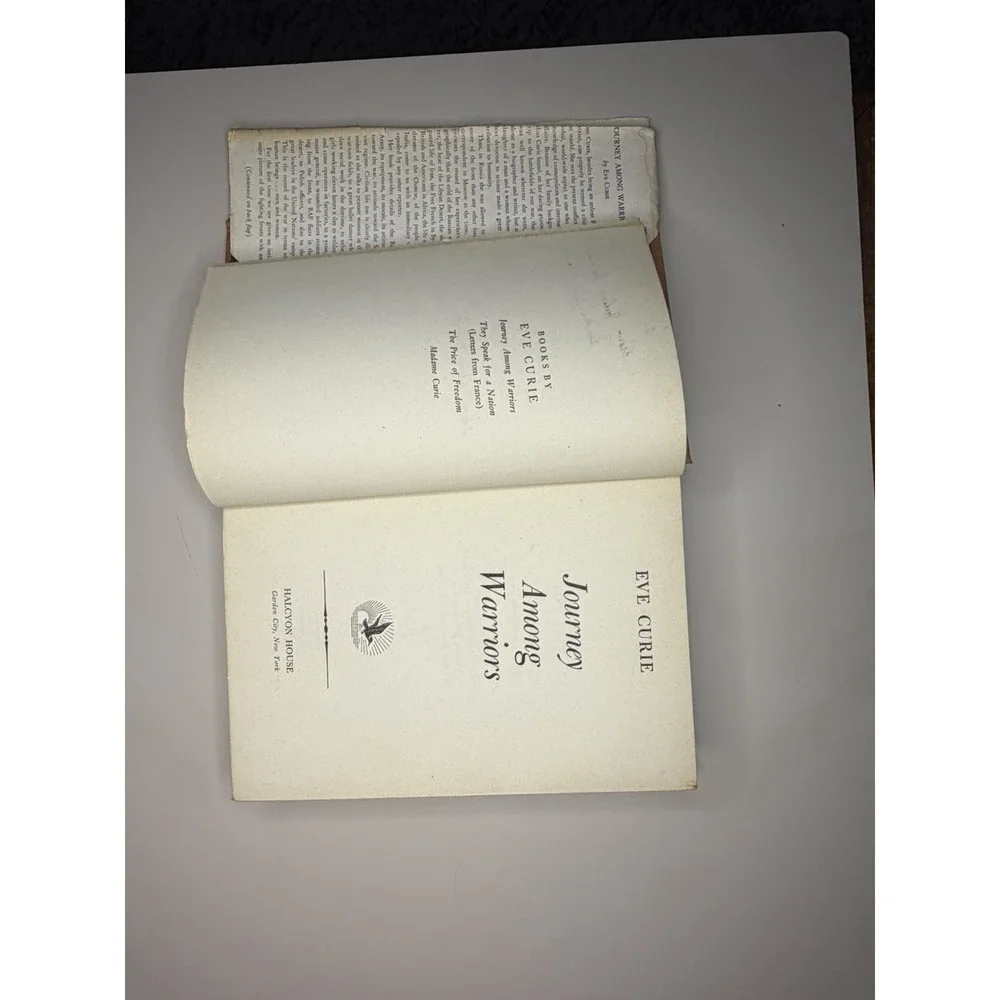 Journey Among Warriors by Eve Curie Halcyon House Hardcover with Dust Jacket